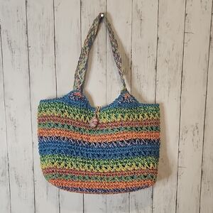 Blue Miami Colorful Striped Tote Bag